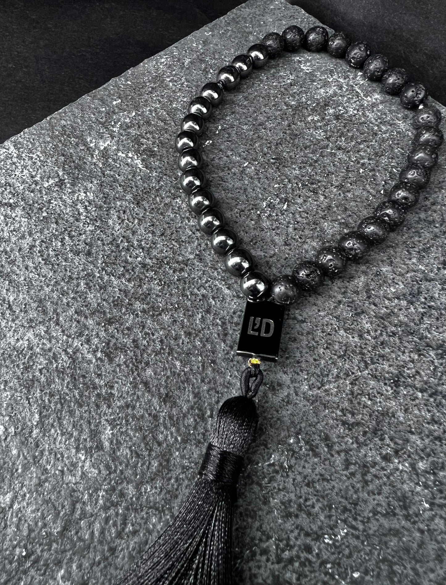 Half & Half Lava Stone Prayer Bead